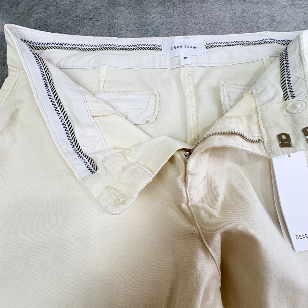 Dear John Women 31 Ivory Chino Trousers Straight Leg Stretch Coastal Minimal - Picture 6 of 8